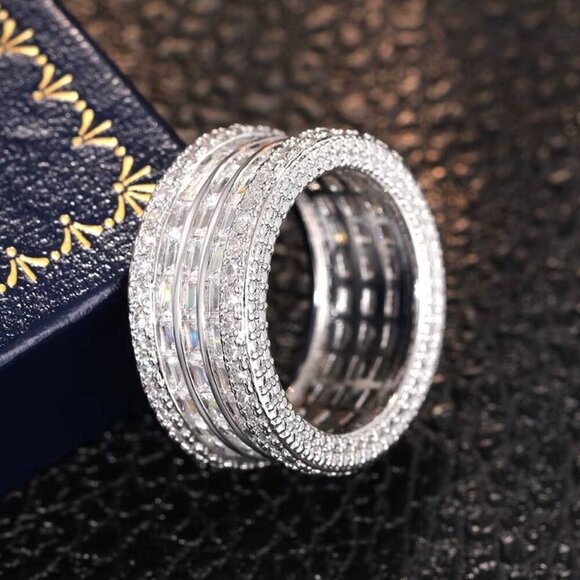 NEW 18k White Gold Diamond Eternity Ring Band - Picture 7 of 9